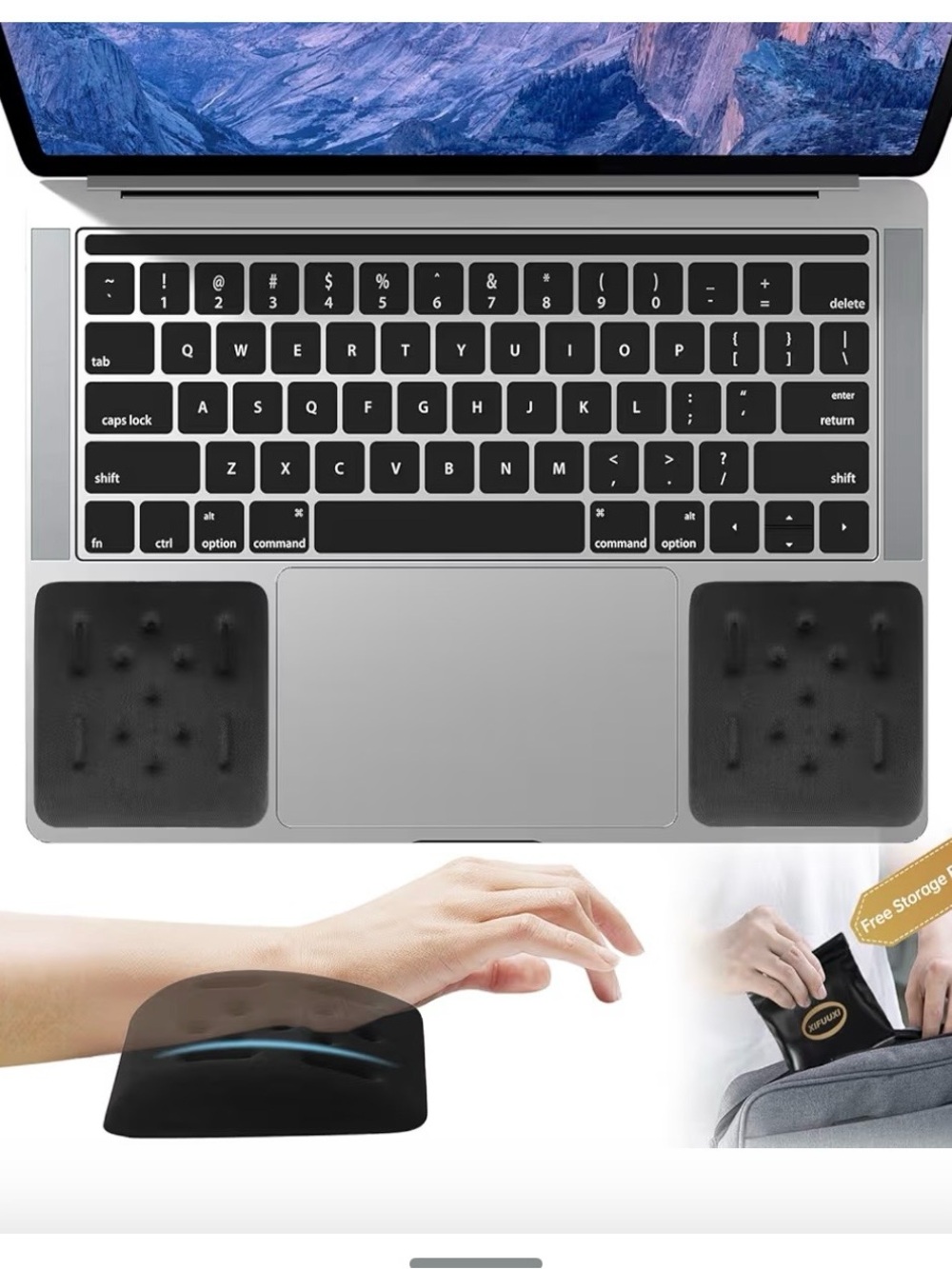 Gel/Foal Wrist Rest Pads for Laptop Trackpad - Black